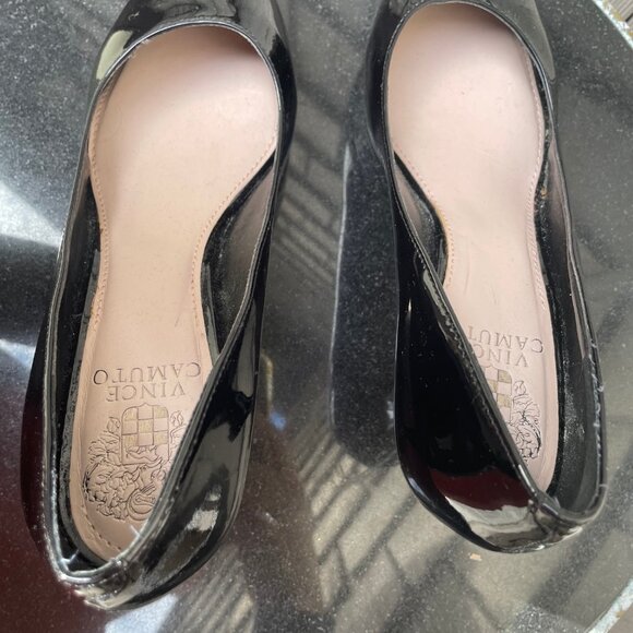 Vince Camuto Black Patent Leather High Heels Platform Dress Shoes 7.5M - Picture 7 of 9